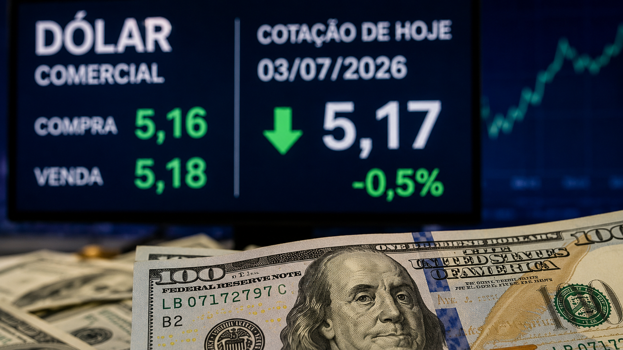 Dólar fecha em queda nesta sexta-feira (3) e é cotado próximo de R$ 5,17
