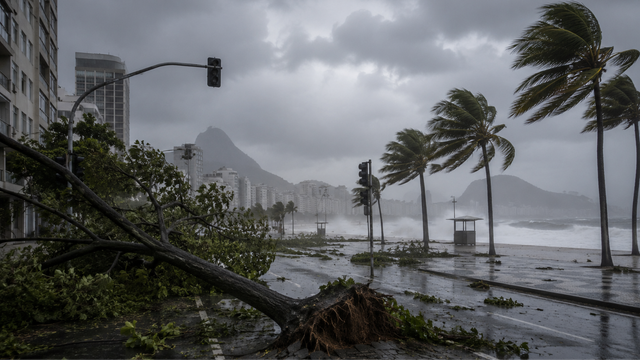 Tempestade com ventos acima de 100 km/h deixa mortos, causa apagões e provoca transtornos no Rio de Janeiro