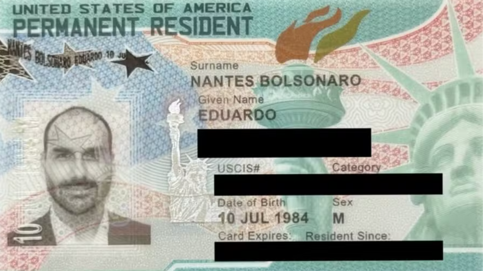 Eduardo Bolsonaro recebe green card dos Estados Unidos