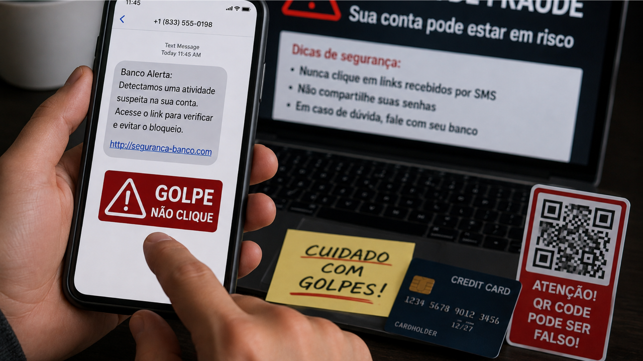 Golpes bancários evoluem e especialistas alertam para nova onda de fraudes por SMS e QR Code