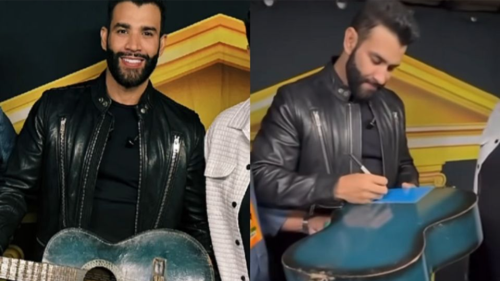 Gusttavo Lima se emociona ao reencontrar sua primeira viola após 20 anos